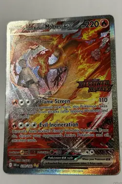 Pokemon TCG Team Rocket's Moltres EX 229/182 SIR Pack Fresh Mint Card Stamped - Image 3