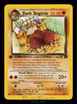Pokemon Card Dark Dugtrio 23/82 Team Rocket 1st Edition Rare Vintage LP 2000 - Image 1