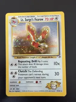 Lt. Surge's Fearow - 7/132 - Pokemon Gym Heroes Unlimited Holo Rare Card WOTC NM - Image 1