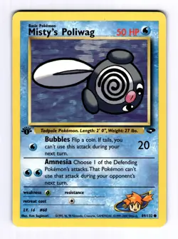 2000 Pokemon Gym2 Misty's Poliwag #89 C 1st Edition NM - Image 1
