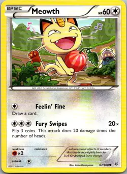 Meowth 67/108 Common Roaring Skies Pokemon Lightly Played - Image 1