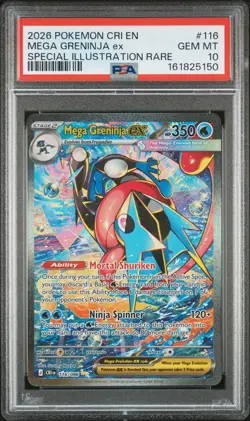 2026 POKEMON CRI EN-CHAOS RISING #116 MEGA GRENINJA EX PSA 10 - Image 1