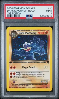 2000 POKEMON ROCKET 1ST EDITION #10 DARK MACHAMP-HOLO PSA 9 - Image 1