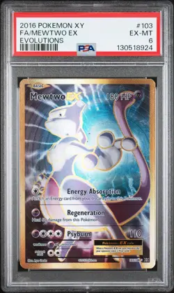 2016 POKEMON XY EVOLUTIONS #103 FULL ART/MEWTWO EX PSA 6 - Image 1