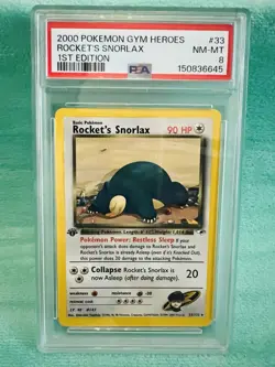 2000 Pokemon Gym Heroes - Rocket's Snorlax 1st Edition 033/132 PSA 8 - Image 1