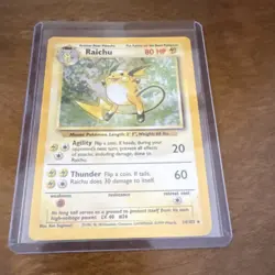 Pokemon TCG Raichu 14/102 Base Set Holo Rare 80 HP 1999 Wizards English - Image 1
