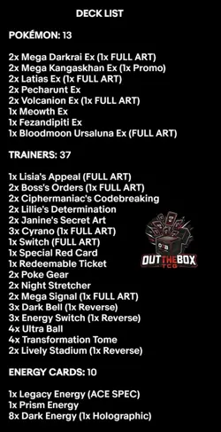 Mega Darkrai & Mega Kangaskhan Ex - Pokemon TCG - OutTheBoxTCG Custom Meta Decks - Image 2