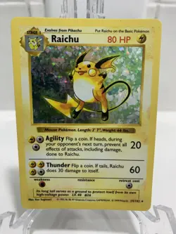 SHADOWLESS Raichu Pokemon TCG Base Holo Rare 14/102 NM/LP - Image 1