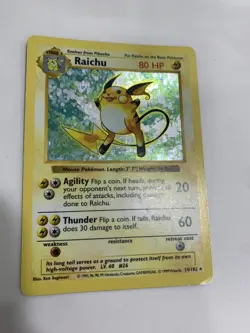 SHADOWLESS Raichu Pokemon TCG Base Holo Rare 14/102 NM/LP - Image 2