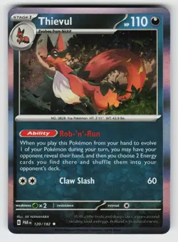 Thievul 120/182 Paradox Rift R Holo NM/M Pokemon - Image 1