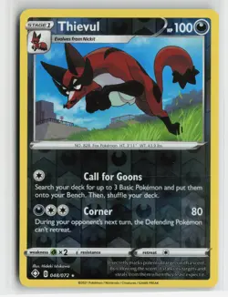 Thievul 048/072 Shining Fates R Reverse Holo NM/M Pokemon - Image 1