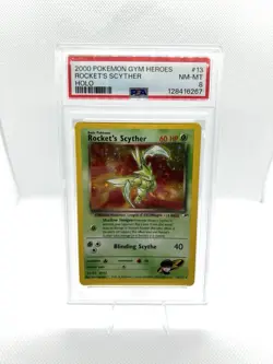 Rocket's Scyther 013/132 Gym Heroes Holo Rare EN 2000 Unlimited PSA 8 - Image 1