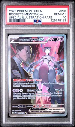 2025 POKEMON DRI EN-DESTINED RIVALS #231 TEAM ROCKET'S MEWTWO EX PSA 10 - Image 1