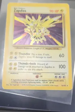 Zapdos 016/102 Base Set Holo vintage Pokemon - Image 1