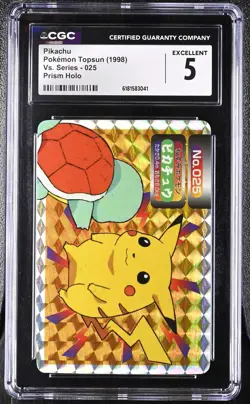 Pikachu 025 Prism Holo Vs. Series Pokemon Topsun CGC 5 Excellent - Image 1