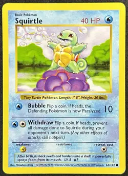 POKEMON~SQUIRTLE~63/102~SET BASE~SHADOWLESS~~ENG~LP- - Image 1