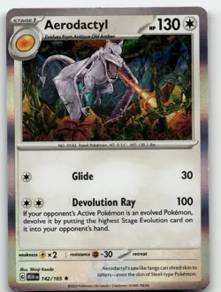 AERODACTYL 142/165 RARE HOLO 151 POKEMON NEAR MINT - Image 2