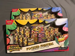 Pokemon TCG Ascended Heroes Focused Fighters Premium Collection Lot of 2 in hand - Image 1