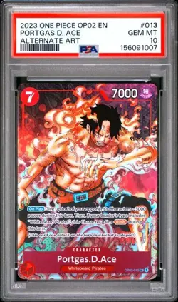 2023 ONE PIECE OP02 013 PARAMOUNT WAR PORTGAS D ACE ALT ART ENGLISH PSA 10 - Image 1