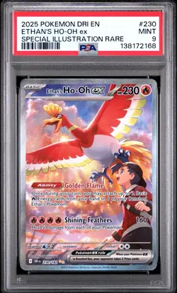 2025 POKEMON DESTINED RIVALS SPECIAL ILLUSTRATION RARE ETHAN'S HO-OH EX PSA 9 - Image 1