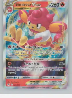 Simisear VSTAR 023/159 Holo VSTAR Rare Crown Zenith Pokemon NM - Image 1