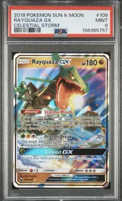 Pokemon Rayquaza GX - Celestial Storm - 109/168 - PSA 9 New Cert - Image 1