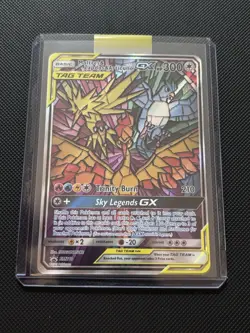 Moltres Zapdos Articuno GX SM210 Stained Glass Promo Tag Team Pokemon TCG NM - Image 1