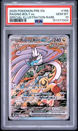 2025 POKEMON PRE EN-PRISMATIC EVOLUTIONS #166 RAGING BOLT EX PSA 10 - Image 1