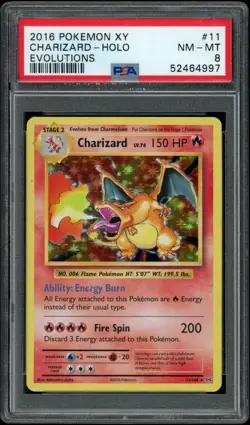 2016 Pokemon XY Evolutions Charizard Holo 11/108 PSA 8 NM-MT - Image 1