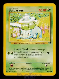 Pokemon Card Bulbasaur 68/110 Legendary Collection Common LP 2002 - Image 1