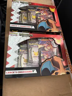 Pokemon TCG Celebrations Collection Lance's Charizard V Box New Sealed X2 MINT - Image 1
