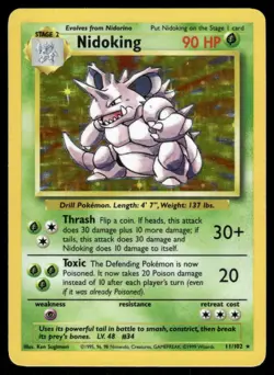 Pokemon Cards Nidoking 11/102 Base Set Unlimited Holo Rare LP *2 - Image 1