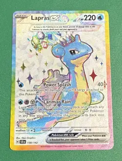 Pokemon TCG Lapras ex 158/142 SV07 Stellar Crown Ultra Rare Holo Full Art - Image 1