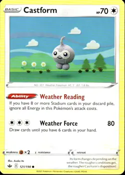 Castform 121/198 Common Chilling Reign Pokemon Near Mint Asako Ito - Image 1