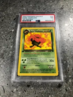 Pokemon TCG 1st Edition Dark Vileplume 30/82 Team Rocket Rare PSA 7 NM STRONG - Image 1