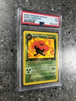Pokemon TCG 1st Edition Dark Vileplume 30/82 Team Rocket Rare PSA 7 NM STRONG - Image 3