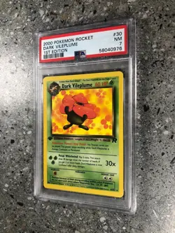 Pokemon TCG 1st Edition Dark Vileplume 30/82 Team Rocket Rare PSA 7 NM STRONG - Image 4