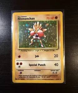 Pokemon TCG Hitmonchan 7/102 Base Set 1999 Holo Rare Unlimited English - Image 1