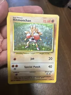 Pokemon TCG Hitmonchan 7/102 Base Set Holo Unlimited Holo Rare - Image 1