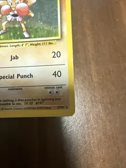 Pokemon TCG Hitmonchan 7/102 Base Set Holo Unlimited Holo Rare - Image 3