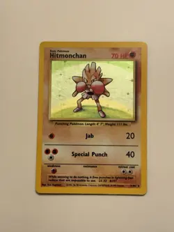 1999 Pokemon TCG - Hitmonchan - Base Set Unlimited Holo 7/102 LP - Image 1