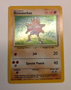 Pokemon TCG Hitmonchan 7/102 Base Set Holo Unlimited Card Near Mint NM - Image 3