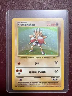 Pokemon TCG Hitmonchan Base Set 7/102 Holo Unlimited Holo Rare - Image 1
