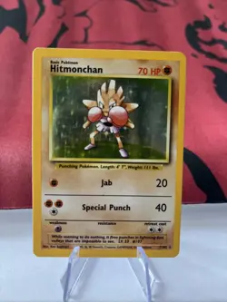 Pokemon TCG Hitmonchan Holo Card, Base Set 7/102 Unlimited - Image 1