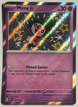 Mime Jr. 157/091 Paldean Fates Shiny Rare Holo Pokemon TCG - Image 1