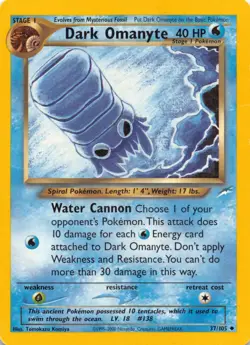 Dark Omanyte 37/105 Uncommon Neo Destiny Pokemon Unlimited Moderately Played - Image 1
