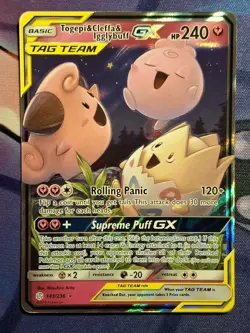 Pokemon Togepi & Cleffa & Igglybuff GX Tag Team 143/236 Cosmic Eclipse - NM - Image 1
