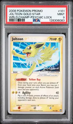 2008 POKEMON WORLD CHAMPIONSHIPS PROMO PSYCHIC LOCK #101 JOLTEON-GOLD STAR PSA 9 - Image 1