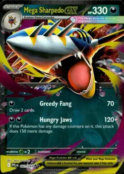 Mega Sharpedo ex 061/094 Double Rare Phantasmal Flames Pokemon NM - Image 1