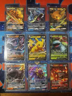 Pokemon Collection Lot Of (9) Holos GX & V Dragonite Unified Minds Pikachu - Image 1